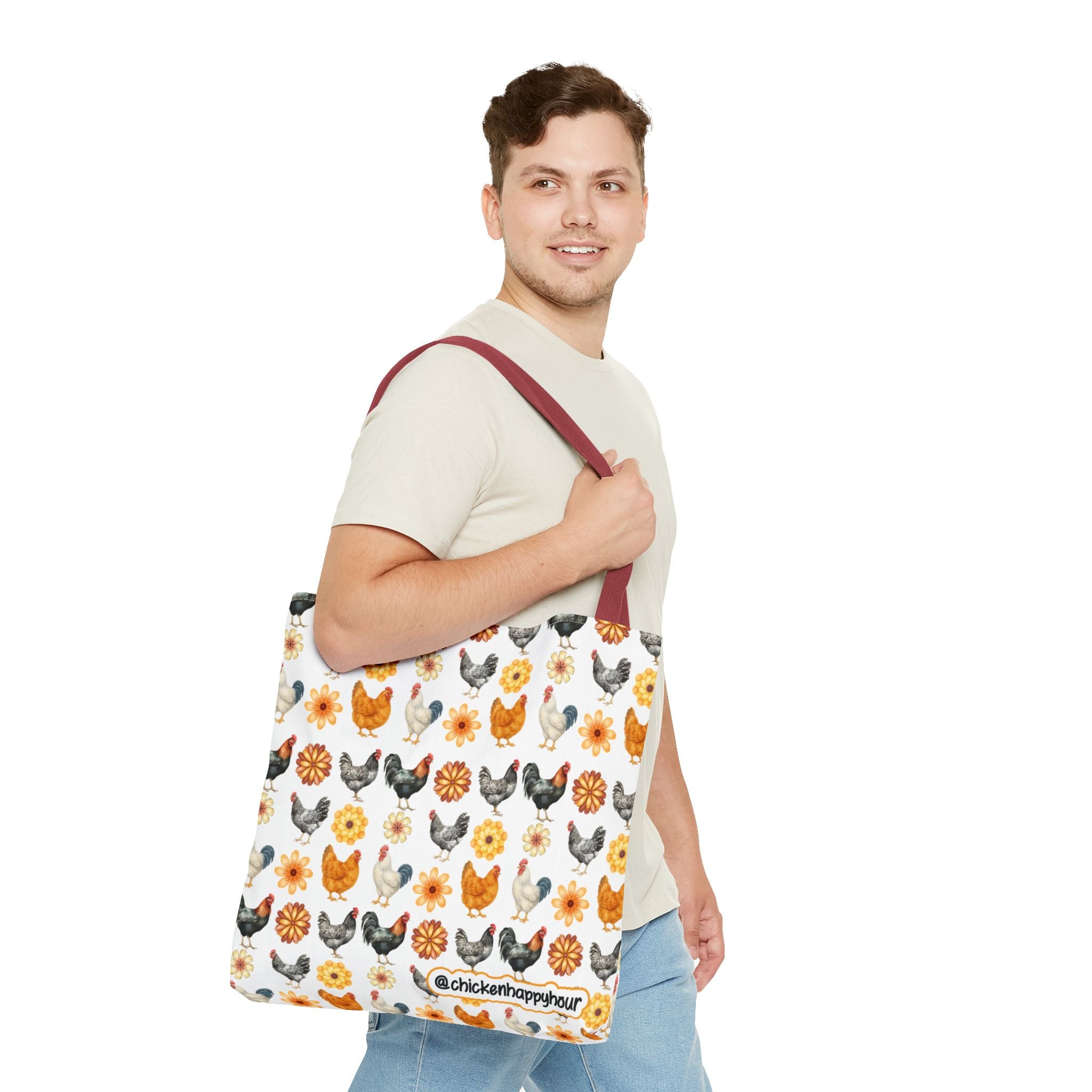 Chicken With Flowers Tote Bag