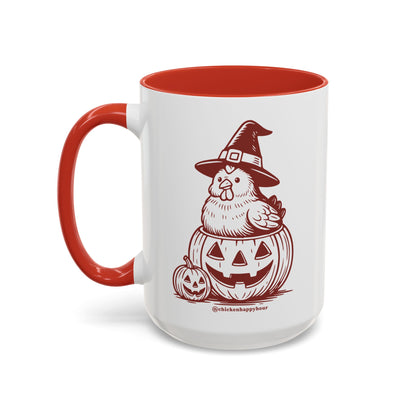 Halloween Chicken Witch in Pumpkin Coffee Mug