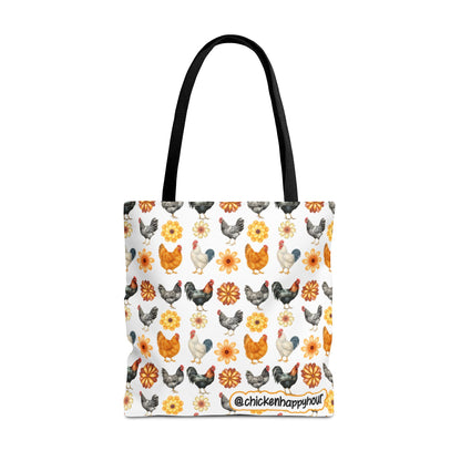 Chicken With Flowers Tote Bag