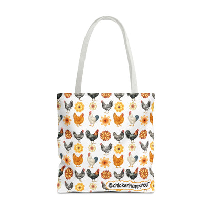 Chicken With Flowers Tote Bag