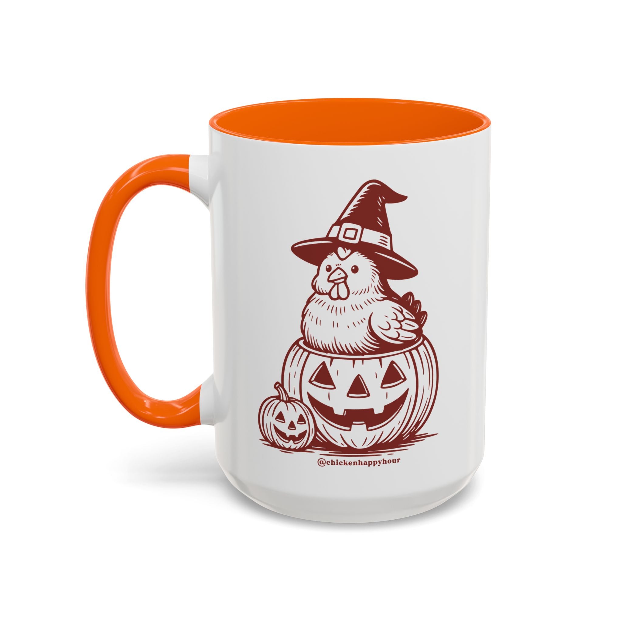 Halloween Chicken Witch in Pumpkin Coffee Mug