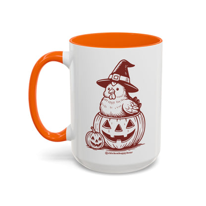Halloween Chicken Witch in Pumpkin Coffee Mug