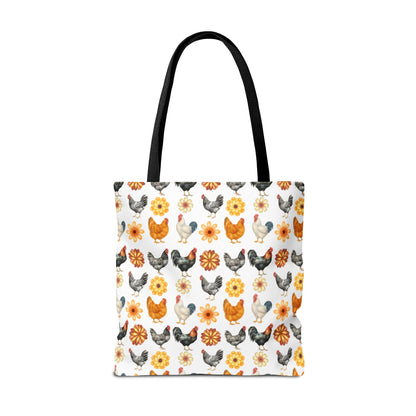 Chicken With Flowers Tote Bag