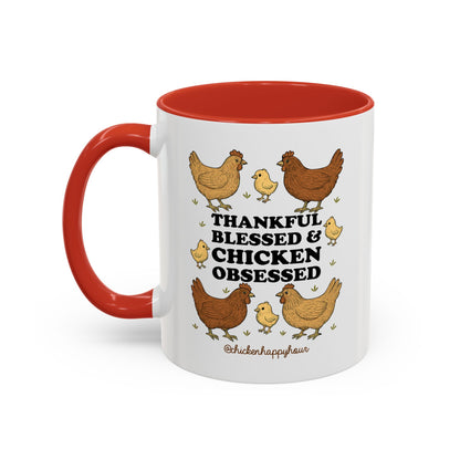 Thankful Blessed and Chicken Obsessed Coffee Mug