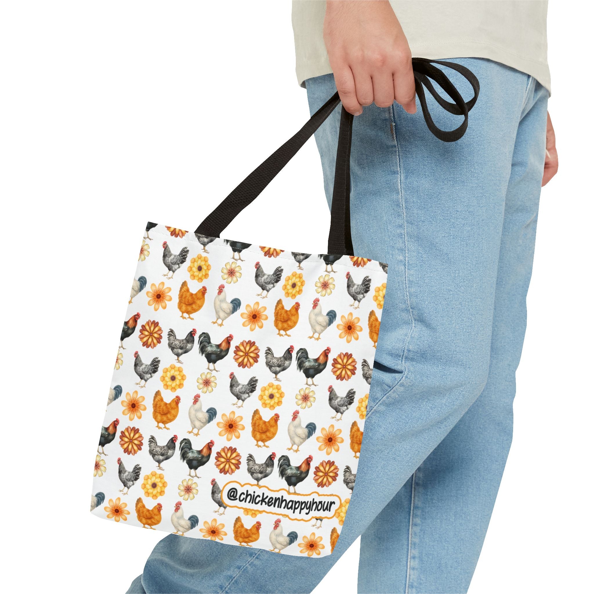 Chicken With Flowers Tote Bag