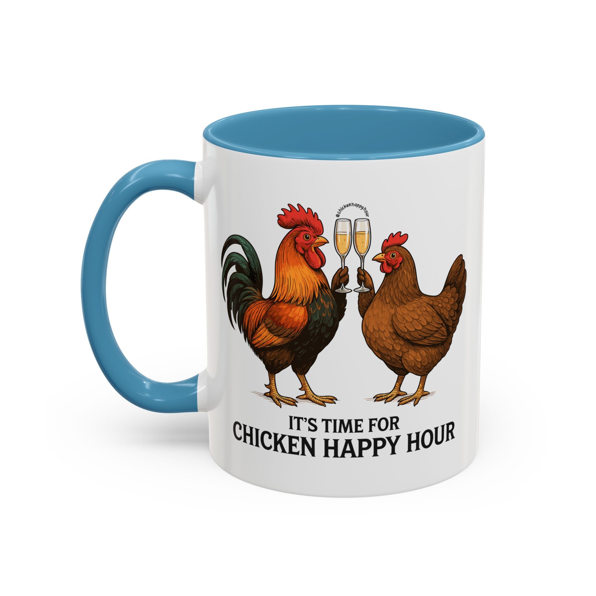 It’s Time for Chicken Happy Hour With  Rooster and Hen Coffee Mug