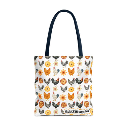 Chicken With Flowers Tote Bag