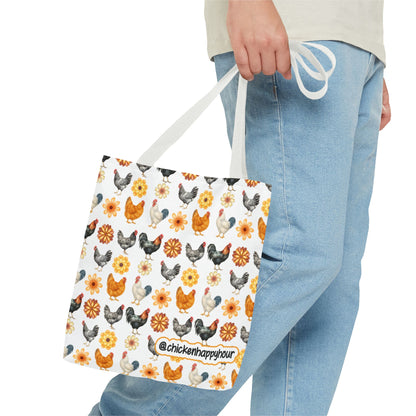 Chicken With Flowers Tote Bag