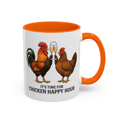 It’s Time for Chicken Happy Hour With  Rooster and Hen Coffee Mug