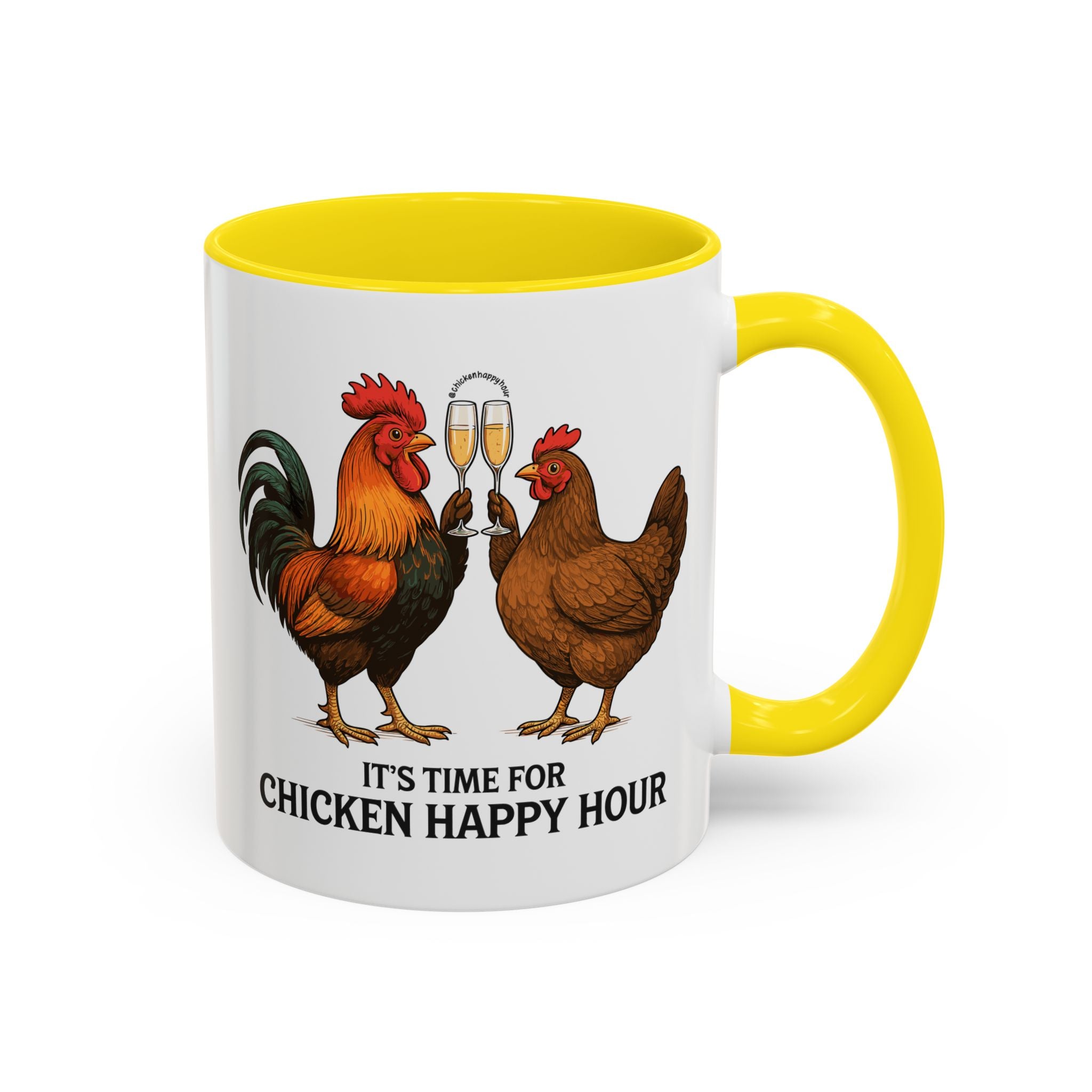 It’s Time for Chicken Happy Hour With  Rooster and Hen Coffee Mug