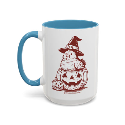 Halloween Chicken Witch in Pumpkin Coffee Mug