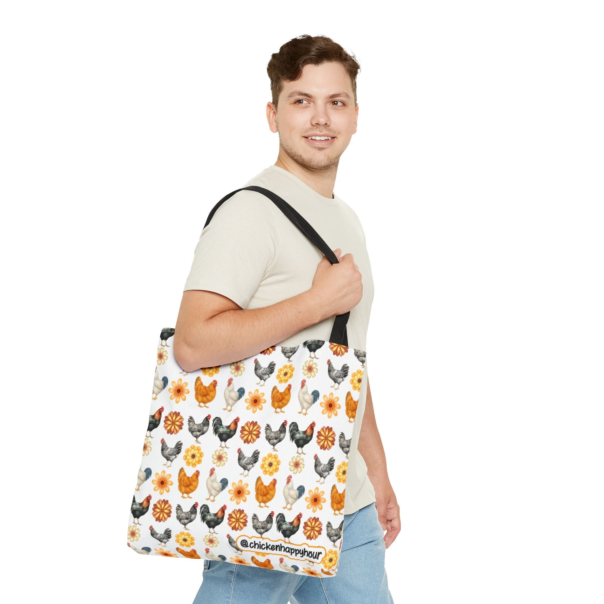 Chicken With Flowers Tote Bag