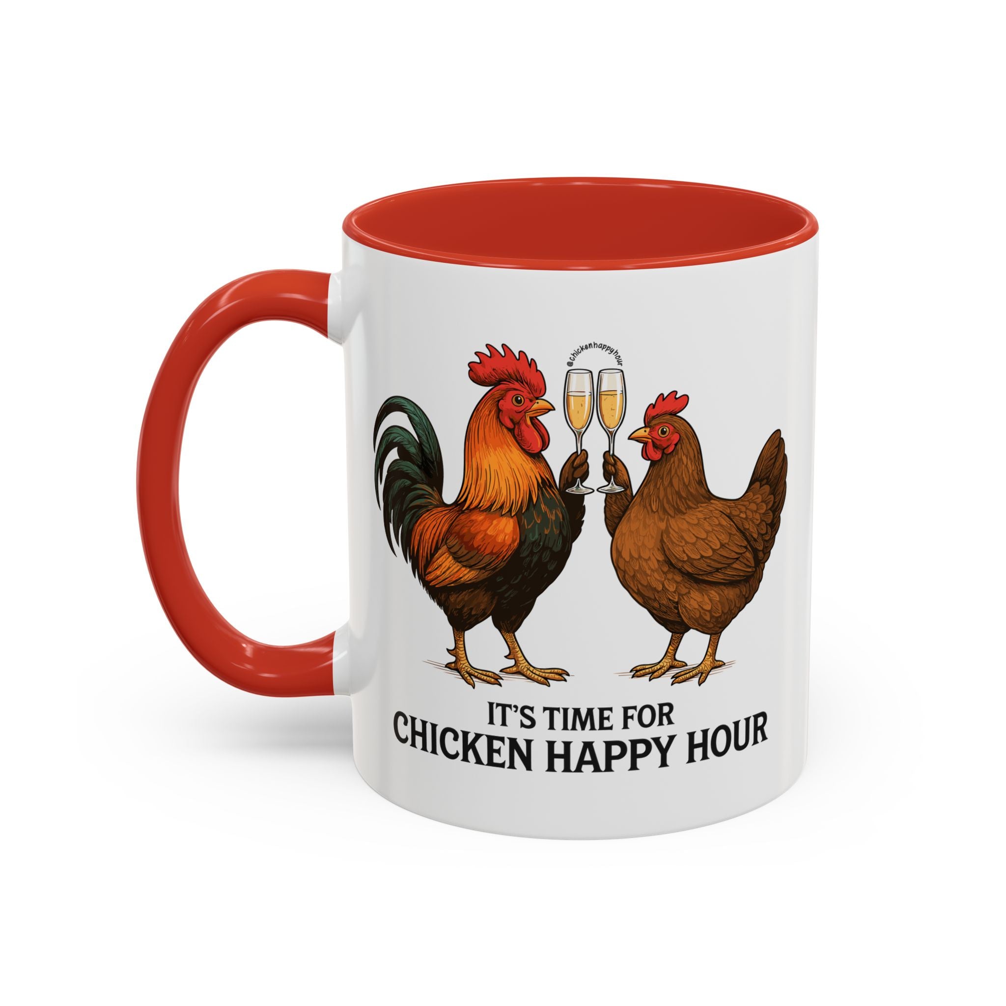 It’s Time for Chicken Happy Hour With  Rooster and Hen Coffee Mug