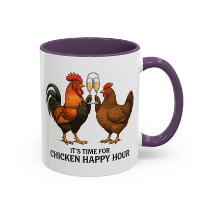 It’s Time for Chicken Happy Hour With  Rooster and Hen Coffee Mug