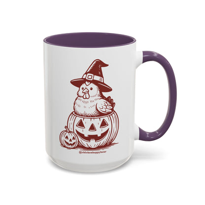 Halloween Chicken Witch in Pumpkin Coffee Mug