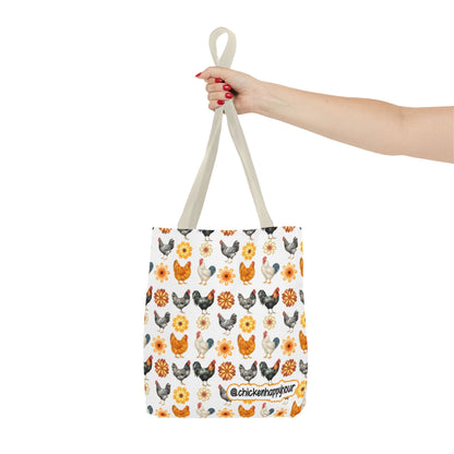 Chicken With Flowers Tote Bag
