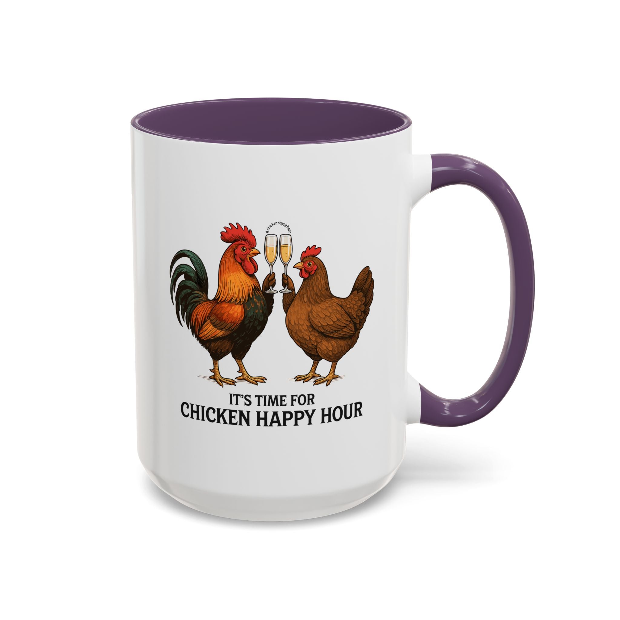 It’s Time for Chicken Happy Hour With  Rooster and Hen Coffee Mug
