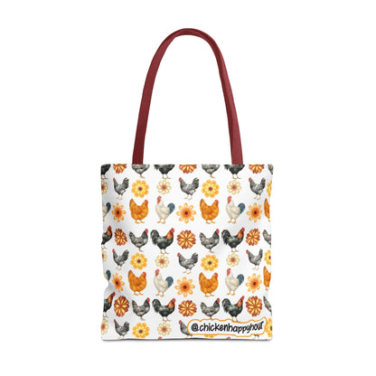 Chicken With Flowers Tote Bag