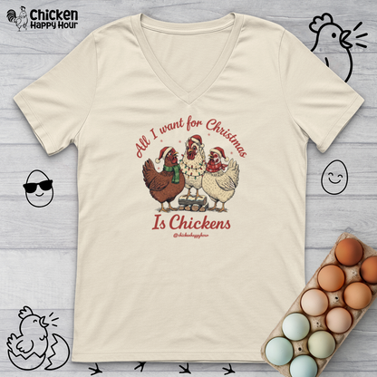 All I Want for Christmas Is Chickens V-Neck Tee