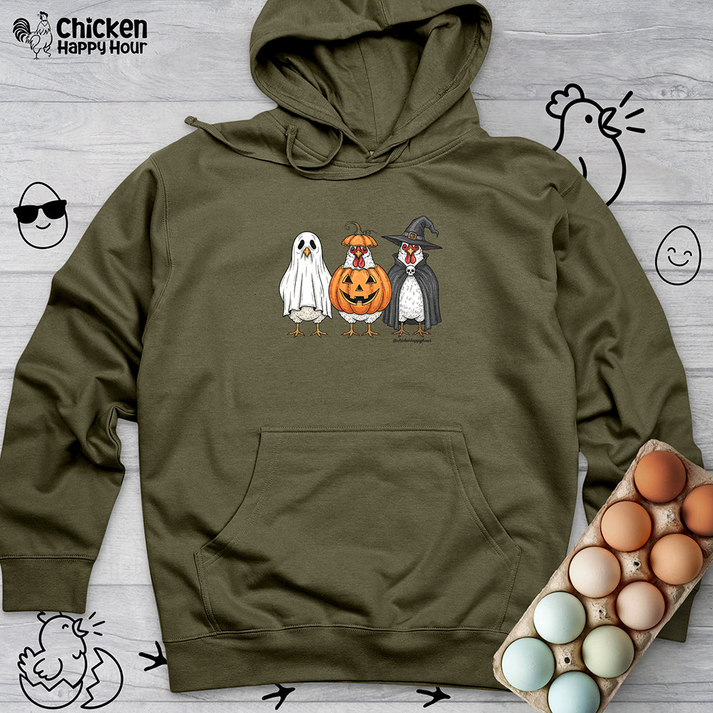 Chickens Wearing Halloween Costumes Hooded Sweatshirt