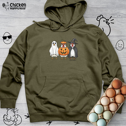 Chickens Wearing Halloween Costumes Hooded Sweatshirt