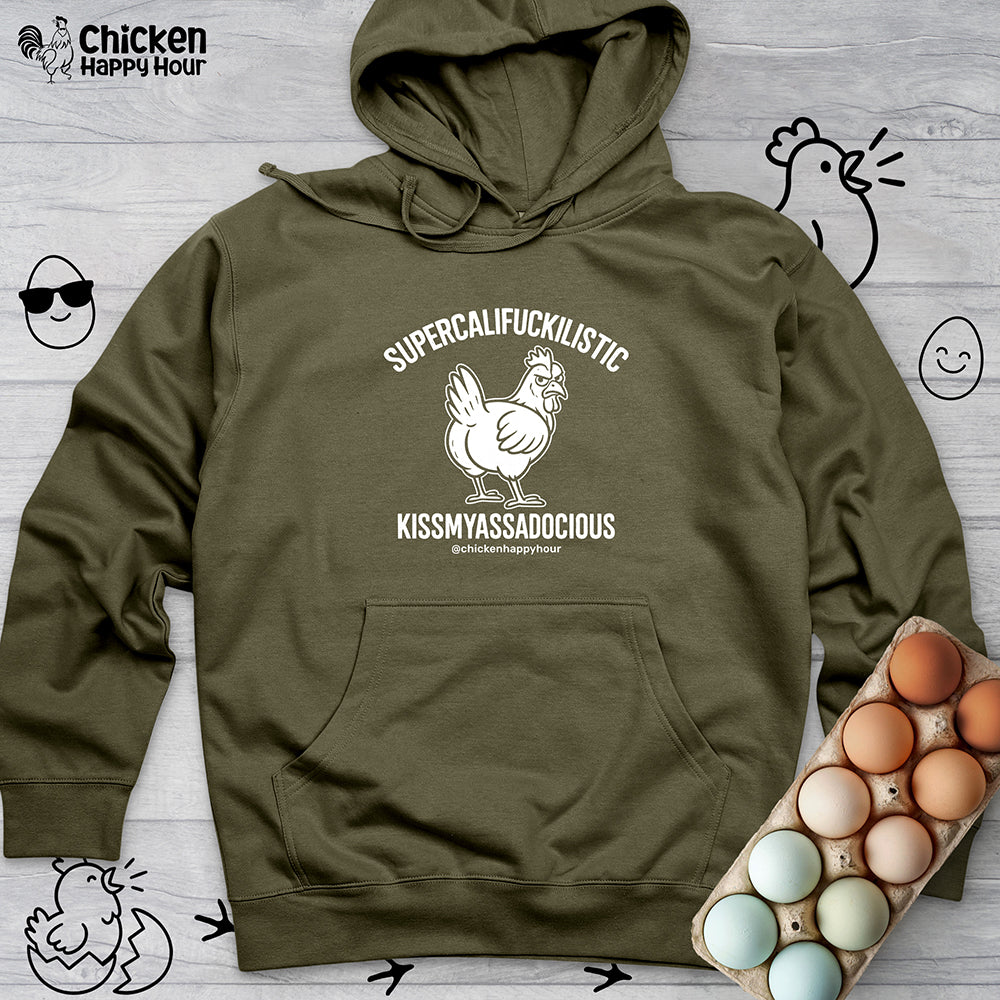 Supercalifuckilistic Kissmyassadocious White Hooded Sweatshirt
