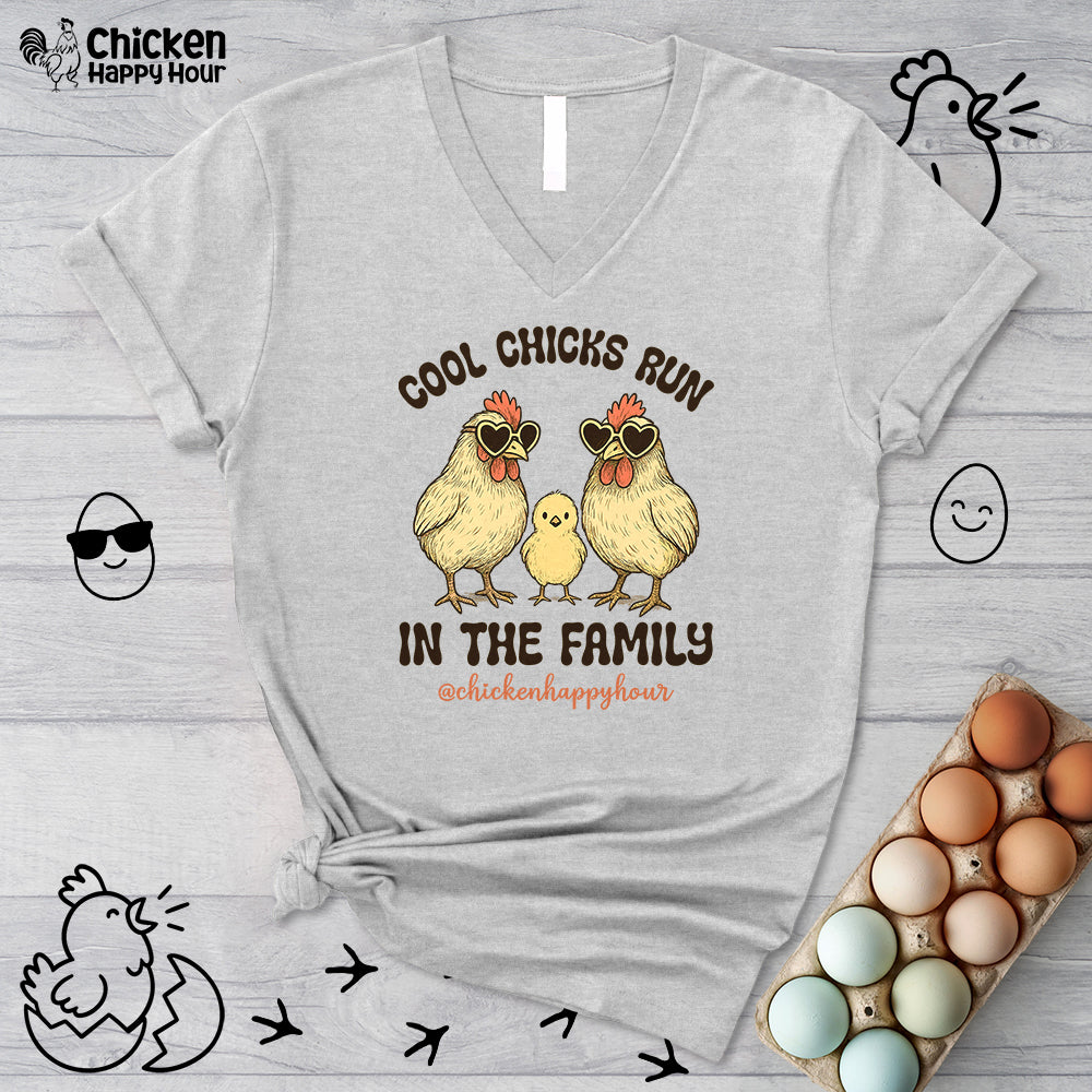 Cool Chicks Run in the Family V-Neck Tee