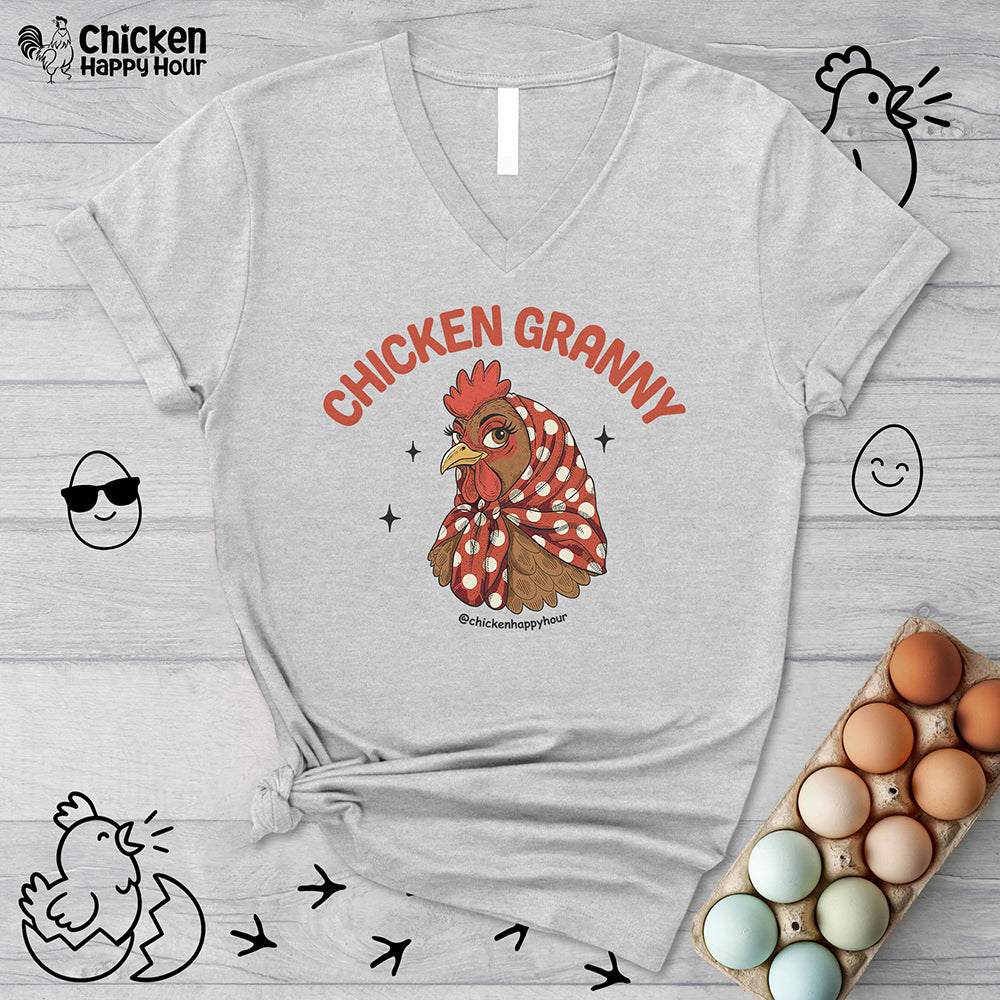 Chicken Granny V-Neck Tee