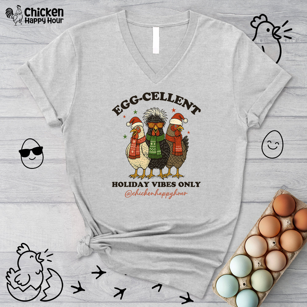 Egg-Cellent Holiday Vibes Only V-Neck Tee
