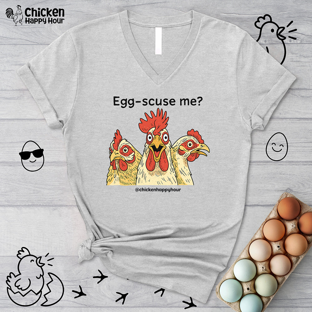 Egg-Scuse Me V-Neck Tee