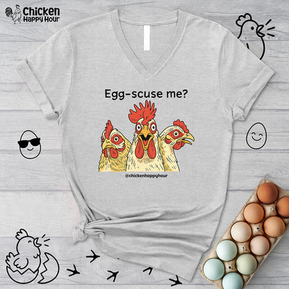 Egg-Scuse Me V-Neck Tee