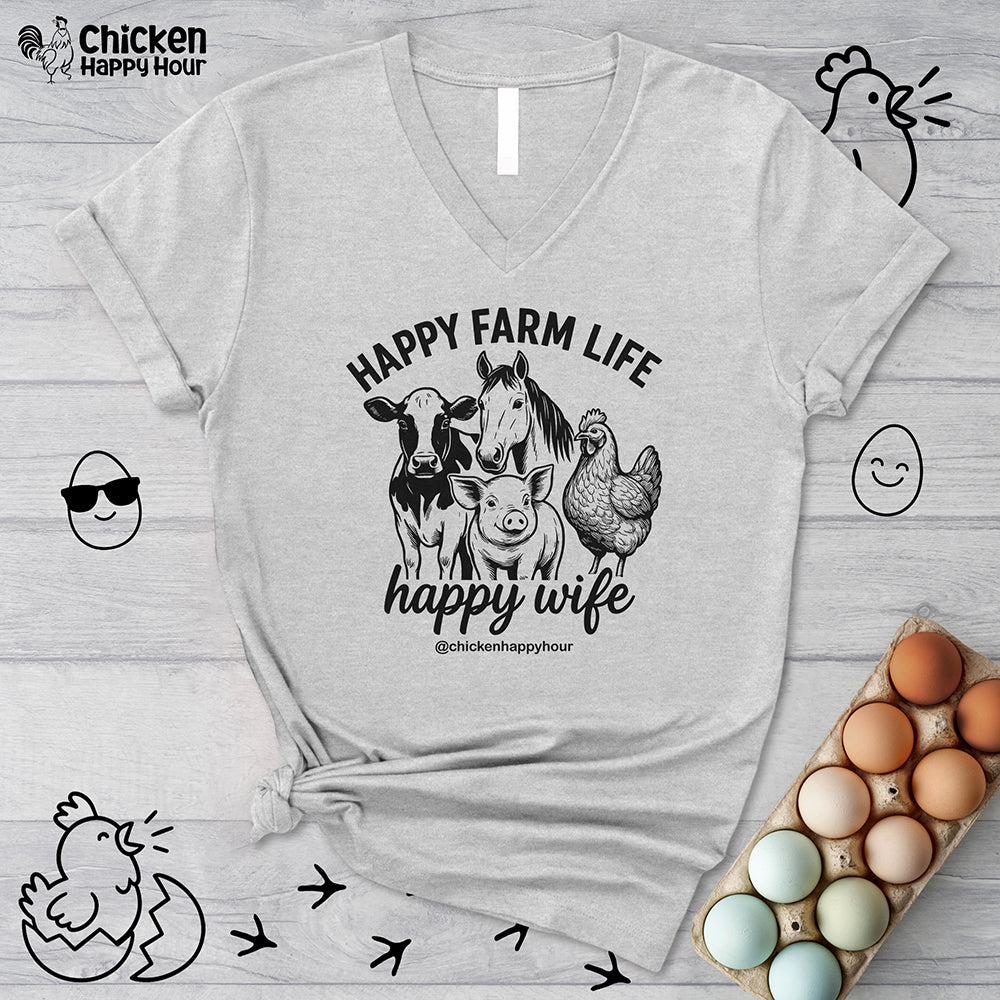 Happy Farm Life Happy Wife 01 V-Neck Tee
