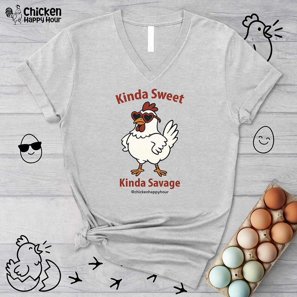 Kinda Sweet Kinda Savage V-Neck Tee