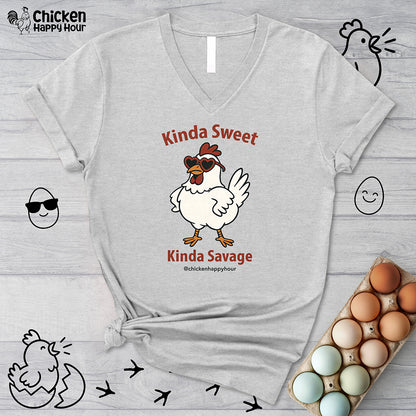 Kinda Sweet Kinda Savage V-Neck Tee