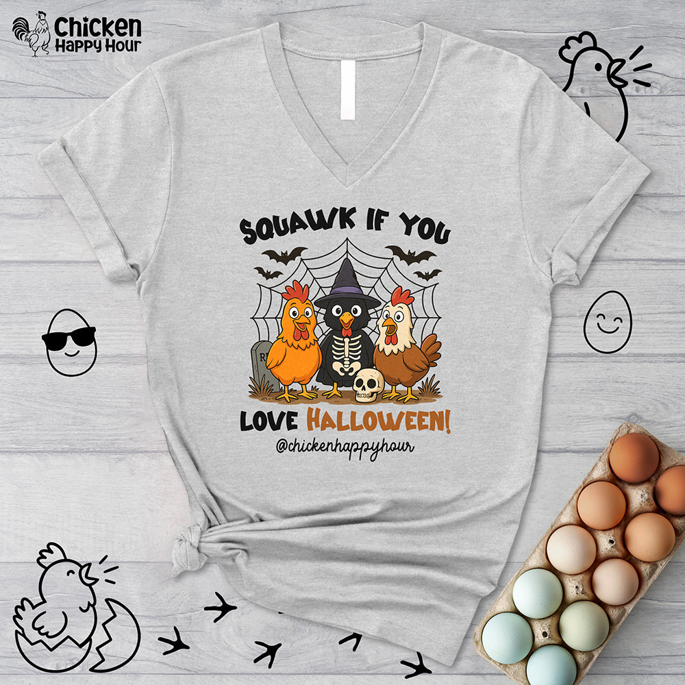 Squawk if you Love Halloween V-Neck Tee