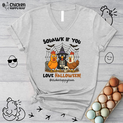 Squawk if you Love Halloween V-Neck Tee