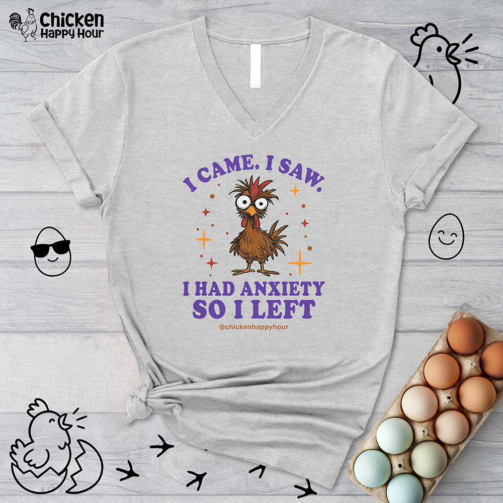 I Came I Saw I Had Anxiety I Left V-Neck Tee