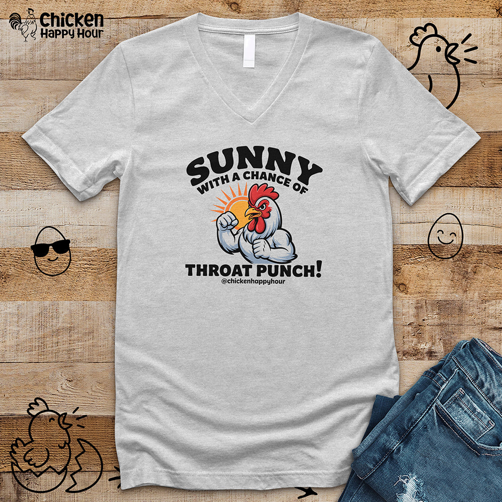 Sunny with a Chance of Throat Punch V-Neck Tee