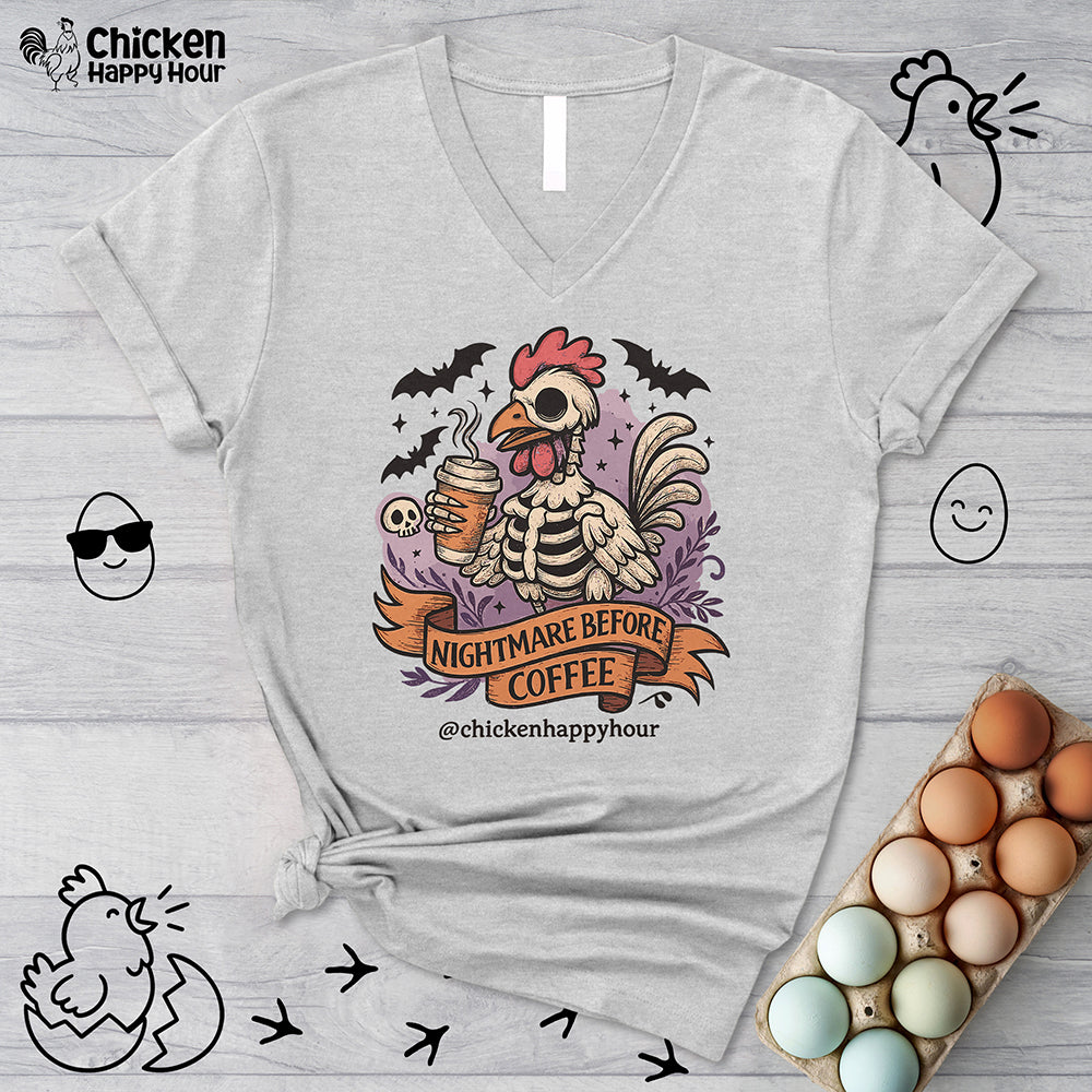 Nightmare Before Coffee V-Neck Tee
