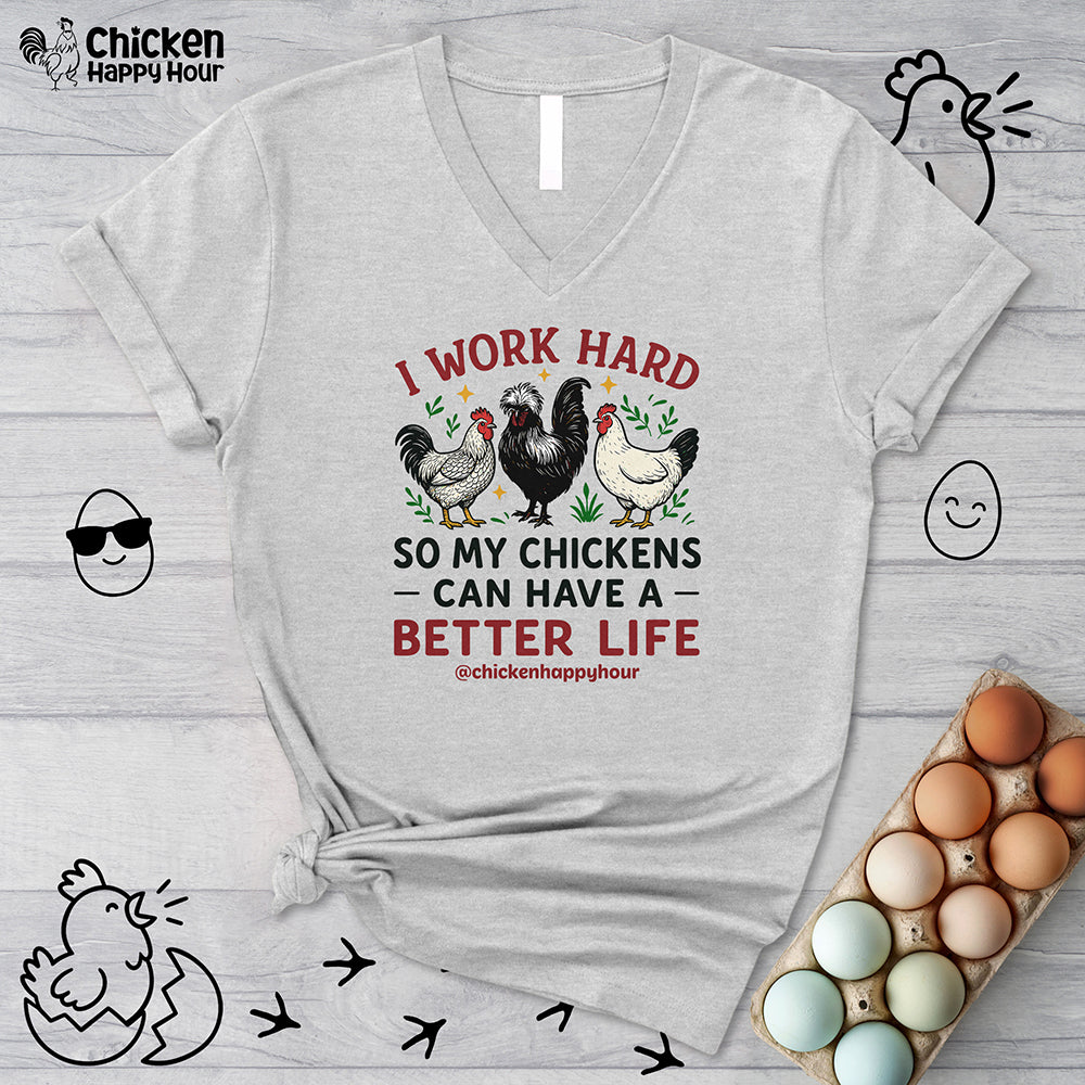 I Work Hard V-Neck Tee