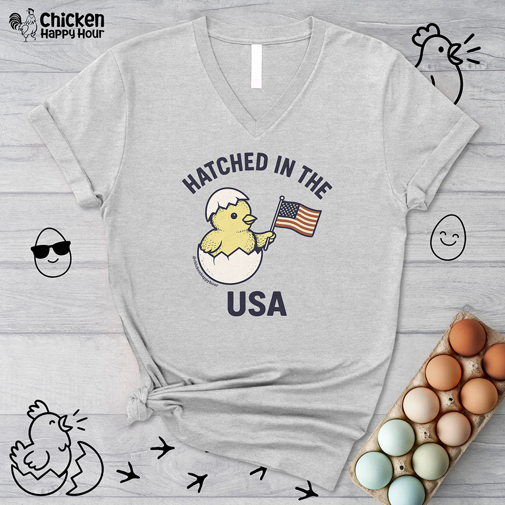Hatched in the USA V-Neck Tee