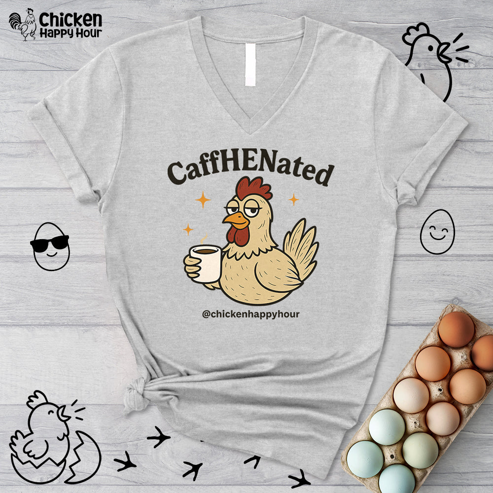 CaffHENated V-Neck Tee