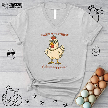 Hatched With Attitude V-Neck Tee