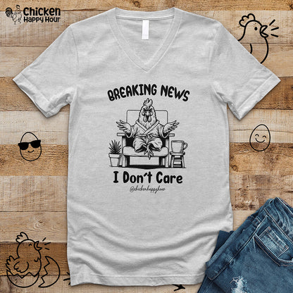 Breaking News I Don't Care V-Neck Tee