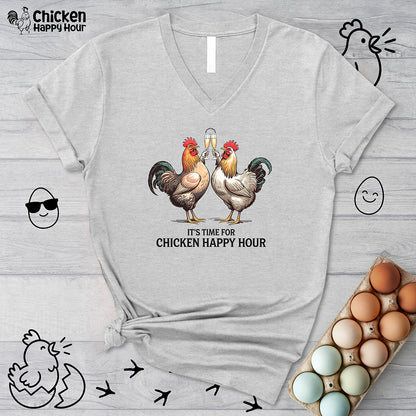 It’s Time For Chicken Happy Hour V-Neck Tee