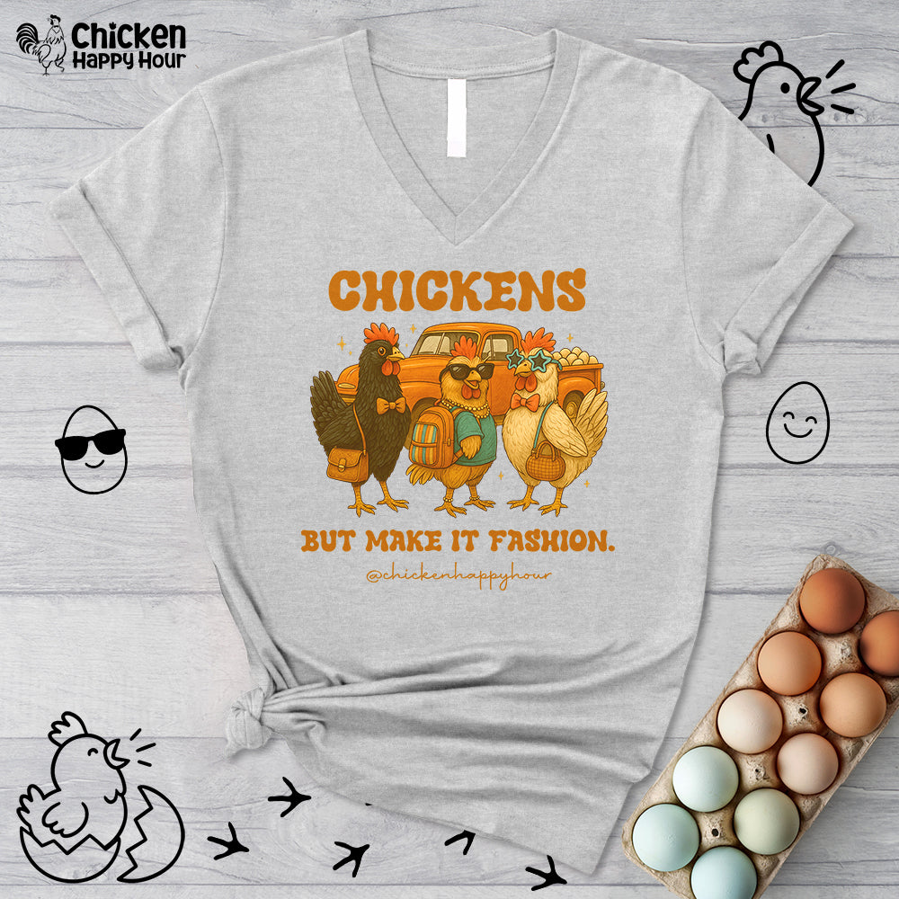 Chickens But Make it Fashion V-Neck Tee