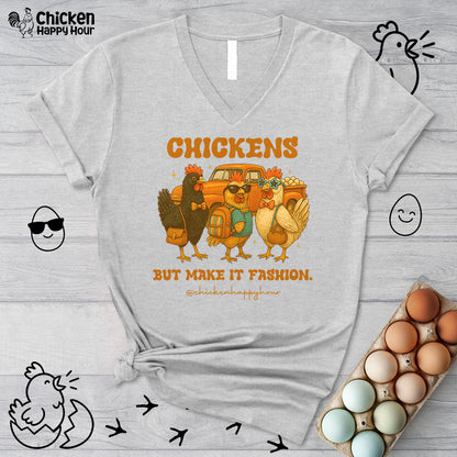Chickens But Make it Fashion V-Neck Tee