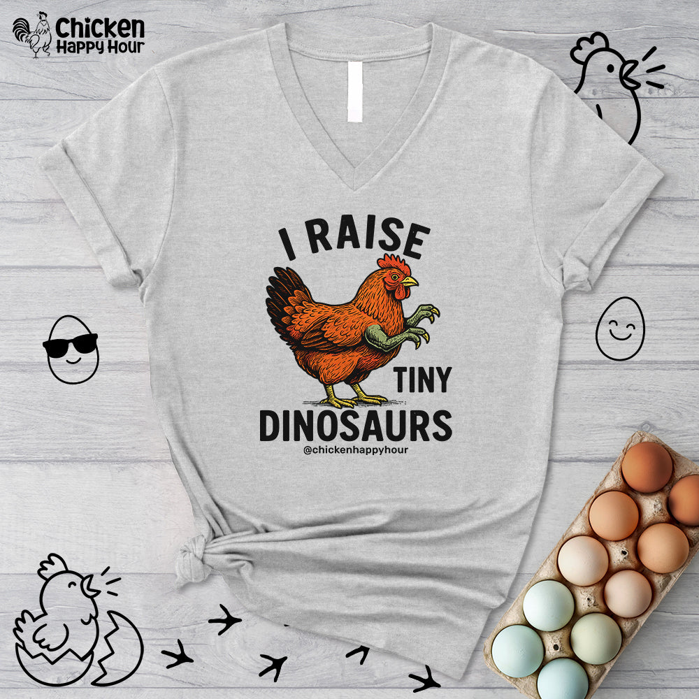 I Raise Tiny Dinosaurs V-Neck Tee
