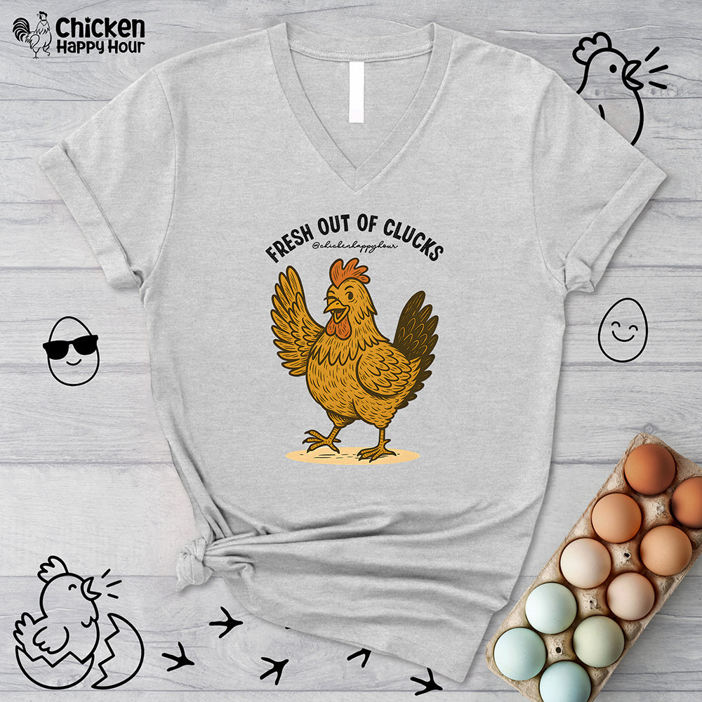 FRESH OUT OF CLUCKS V-Neck Tee
