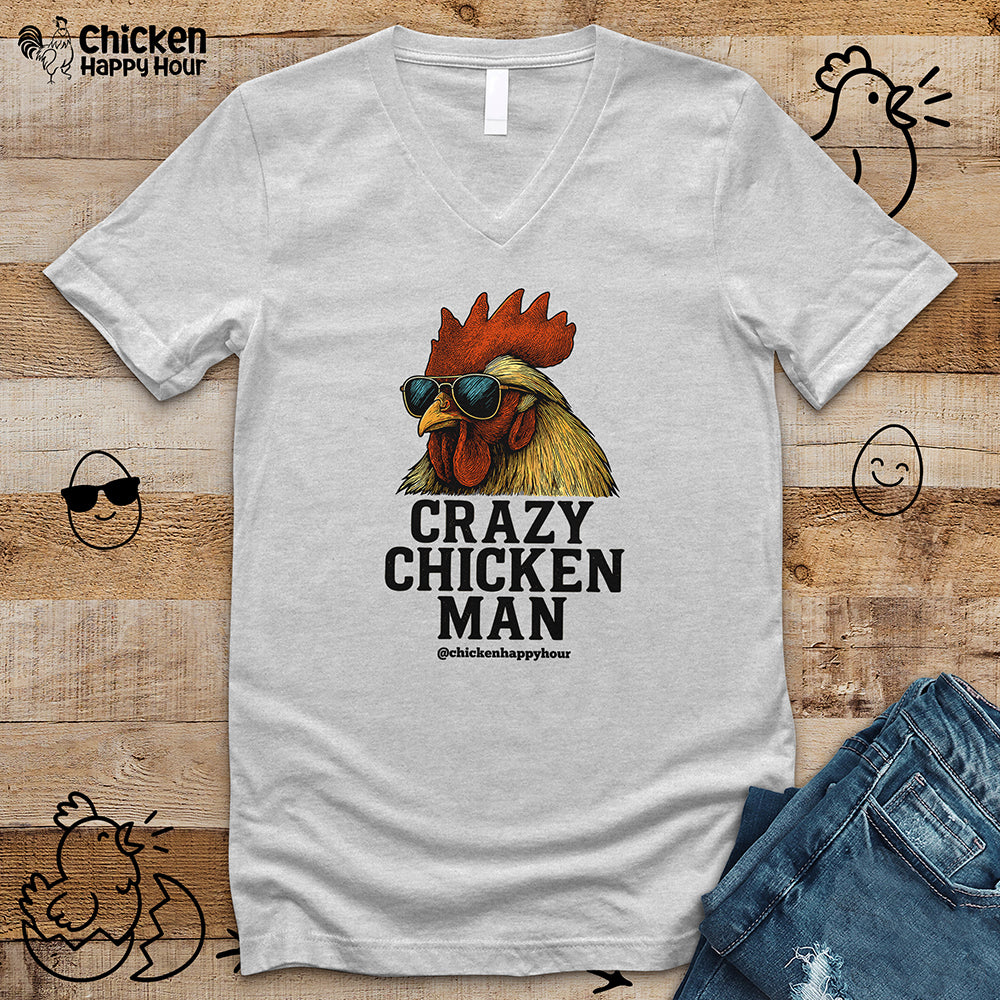 Crazy Chicken Man V-Neck Tee
